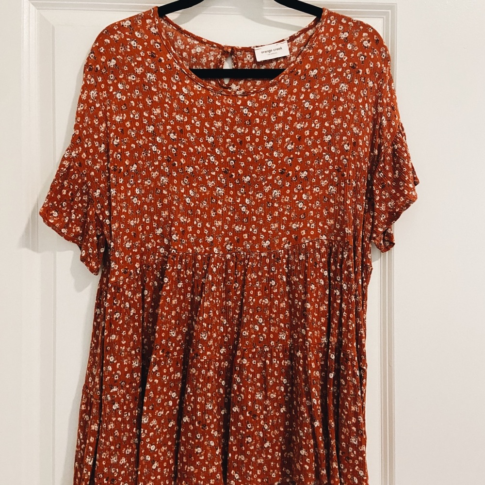 Floral tiered babydoll shirt